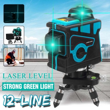 3D 12 Lines Laser Level Green Light LED Display Auto Self Leveling 360° Rotary Measure Horizontal Vertical Cross Remote Control