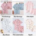 Women Pajamas Cotton Pajamas Heart Stripe Print Short Sleeve Pajamas Sets Women Harajuku Pajamas Cute Cartoon Pyjama Pijama