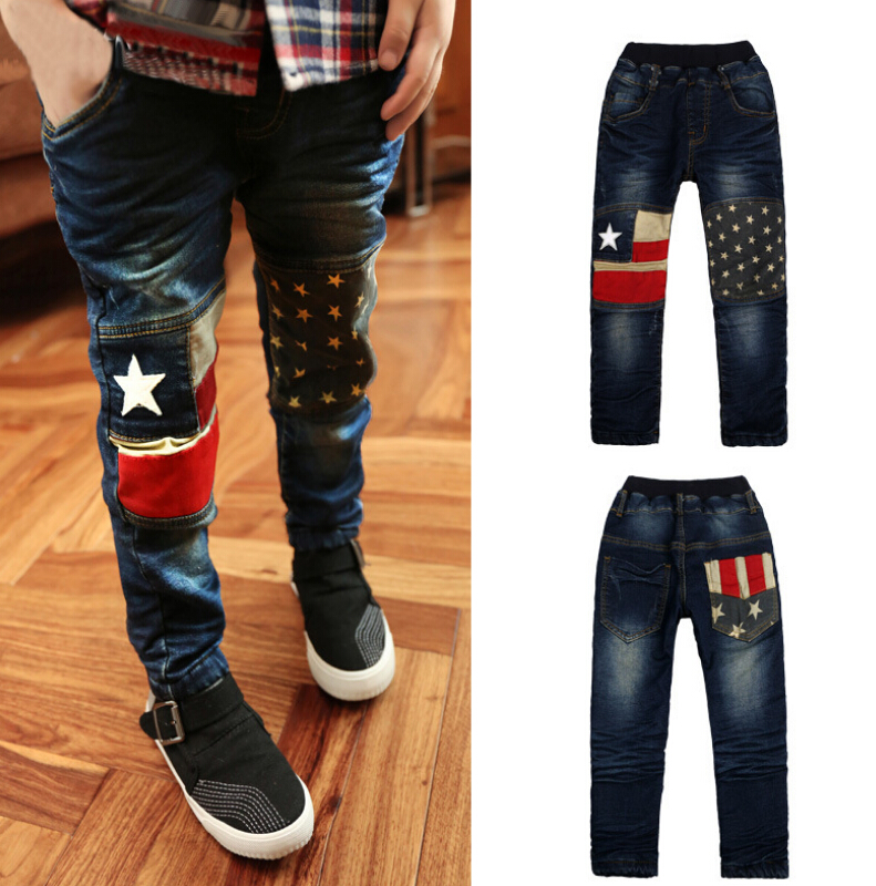 Kids Denim Pants For boys Jeans 2018 Spring Autumn Trousers Fall Children Jeans Pants Sequined Stars