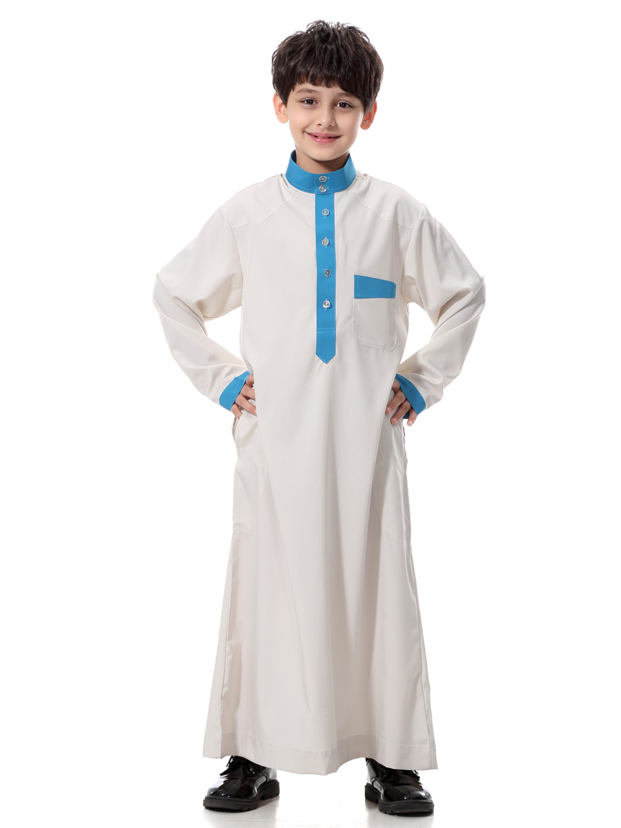 High quality Muslim Islamic Clothing for Children Arabia Jubba Thobe plus size dubai boy's Kaftan Abaya clothing 4 colors