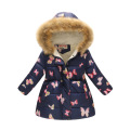 Fashion Girls Down Jacket Fleece Winter Children Clothes Hooded Coat Floral Baby Girl Overcoat Outwear Kids Outfits Tops Jumpers