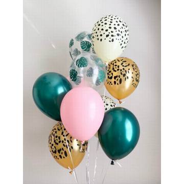 20pcs Palm Leaf Leopard Forest Green Pink Balloons Animal Print Balloons Wild One Safari Party Tropical Jungle Party Decor