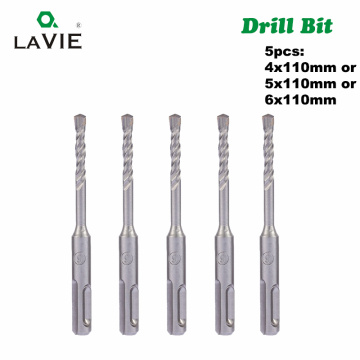 LAVIE 5pcs 4mm 5mm 6mm Electric Hammer SDS Plus Drill Bits Set 110mm Concrete Wall Brick Block Masonry Hole Saw Drilling 016