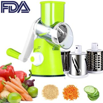 2020 Round Drum Mandoline Slicer Rotary Cheese Grater Manual Vegetable Slicer Veggie Potato Shredder Nut Chopper(Blue)