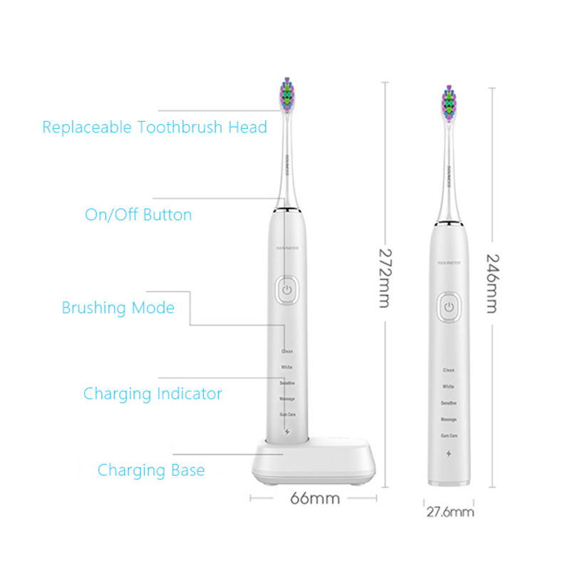 SOUNESS SN903 Sonic Electric Toothbrush Adult Waterproof Whitening Electric Brush Fast Charging 5 Brushing Modes Teeth Cleaning