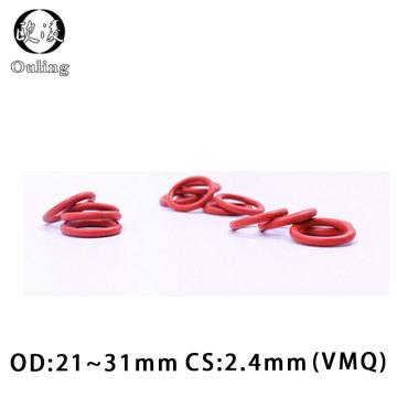 5PCS/lot Red Silicon Rings Silicone/VMQ O ring 2.4mm Thickness OD21/22/23/24/25/26/27/28/29/30/31mm Rubber O-Ring Seal Gasket
