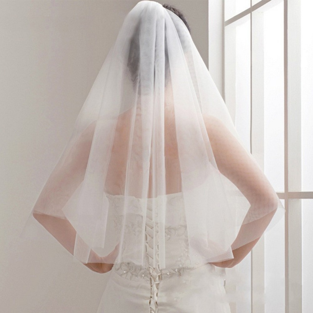 Simple-and-Elegent-Wedding-Veil-Bridal-Tulle-Veils-with-Comb-Two-Layers-Short-White-Wedding-Veils
