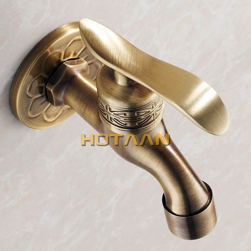 Bibcock faucet tap crane Antique Brass Finish Bathroom Wall Mount Washing Machine Water Faucet Taps YT-5161-B