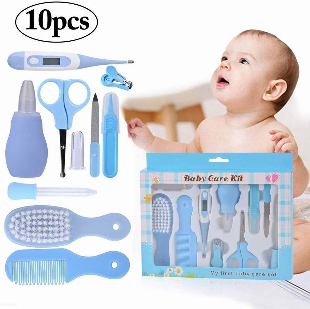 10pcs/set Baby Care Products Nail Set Newborn Infants Nail Clipper Scissors Comb Hair Brush Kits Kids Nail Cutter Grooming Kit