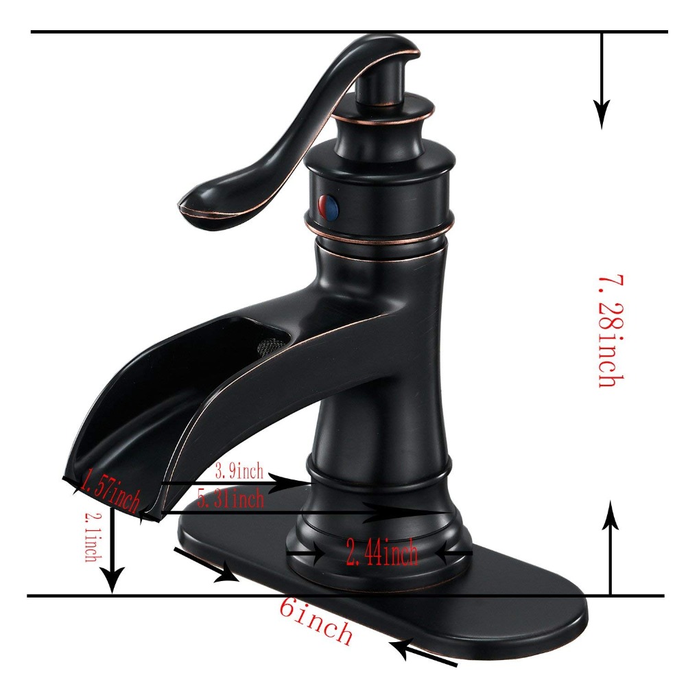 Quyanre ORB Black Waterfall Bathroom Sink Faucet Hot Cold Water Mixer Crane With Cover Plate Bathroom Mixer Torneira Banheiro