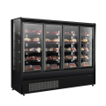 -1~4 degrees Black Color 4 Door Supermarket Fan Cooling Fridge Refrigerator For Drinks Vegetables