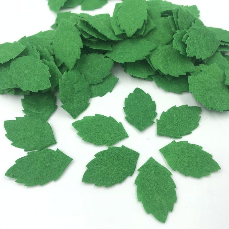 200pcs Green Leaves-shape Felt Card making decoration Sewing crafts 30mm
