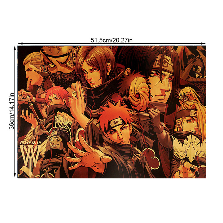 Room Decoration Anime Naruto Retro Kraft Paper Poster Wall Sticker Bar Cafe Bedroom Decoration Painting