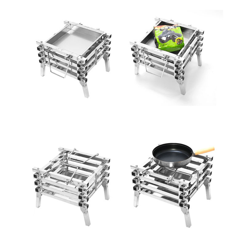 The New All-stainless Steel Camping Folding Portable Barbecue Grill Carbon Oven Wood Stove Bonfire Rack Barbecue Incinerator