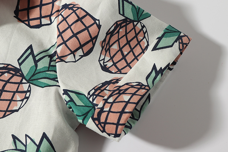 2020 Baby Summer Clothing Children Fresh Pineapple Pattern Shirt Boy’s Summer Short-sleeved Lapel Single-breasted Top