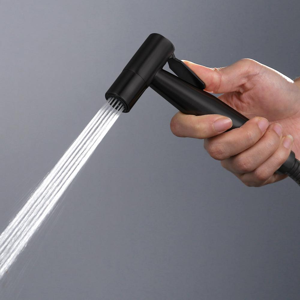 Black Toilet Bidet Sprayer Kit. Set Hand Hold Stainless Steel Shattaf For Bathroom Personal Cleanse Bidet Faucet