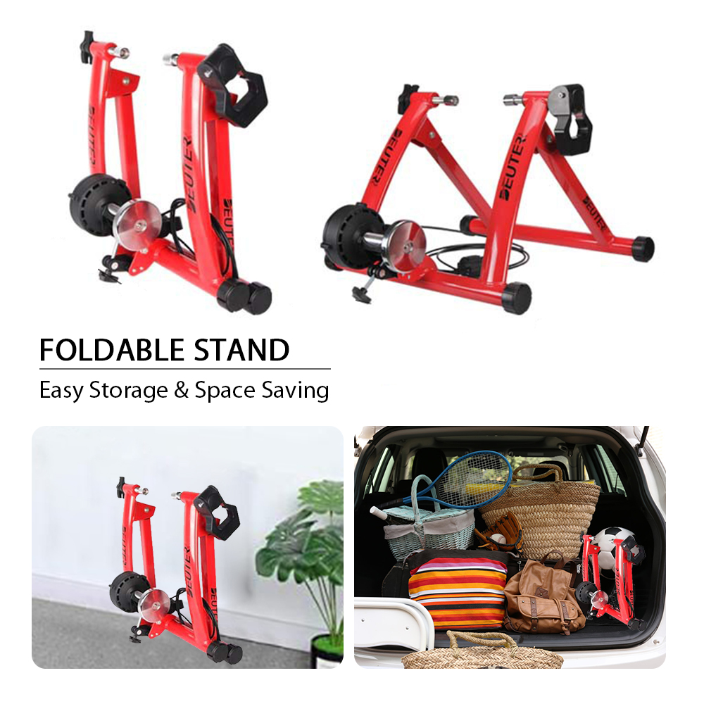 Bike Trainer Stand with 6 Resistance Levels Cycling Rack Indoor Bicycle Exercise Training Stand for 26-28 Inch Bike Tires