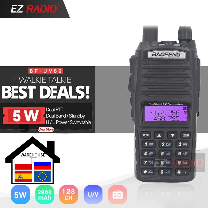 Original BaoFeng UV-82 Walkie Talkie 5W 128Ch Dual Band VHF UHF 136-174MHZ 400-520MHZ Portable Baofeng UV82 Ham Radio Baofeng 82