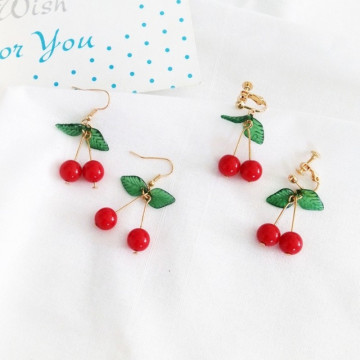 Women's fashion fashion sweet fruit fresh cherries earring youth beautiful girl earrings jewelry accessories