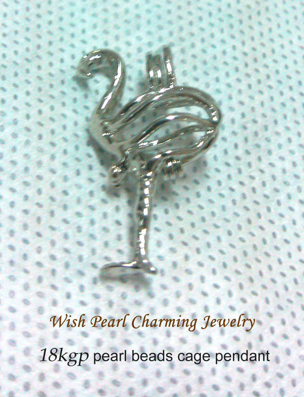 18kgp Flamingo Shape Pendant Locket, Crane style Cage Pendant Mountings for Bracelet Necklace DIY Floating Charms Jewelry