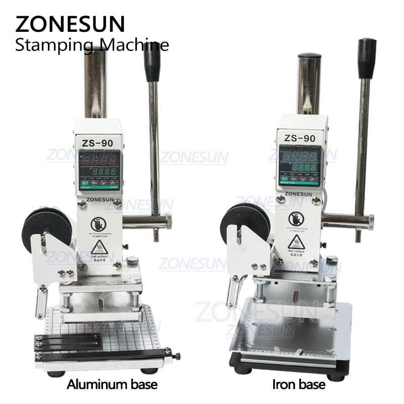 ZONESUN ZS-90 Hot Stamping Press Machine Manual Bronzing Embosser For PVC Card Leather Paper Wood press trainer Branding Iron
