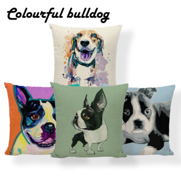Boston Terrier Beagle Cushion Pug Animal Pillow Case Cover Graffiti Home Outdoor Houseware Pillow With Cover Square Burlap Fancy