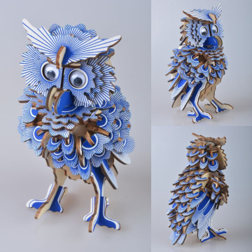 AA 3D Owl Wooden Puzzle Jigsaw Wood Craft Modelling Toy Kit Kids DIY Educational Toy Handicrafts Child Gift