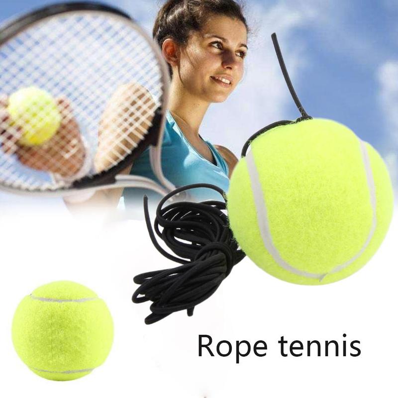 1pc Single Training Tennis Ball With Rope Bold Elastic Resistance Tennis Balls Durable Training Rubber J3S2
