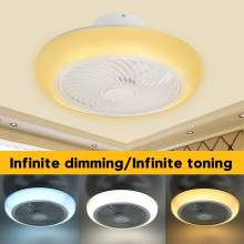 110V/220V Smart LED Dimming Remote Control Ceiling Fan Lamp Invisibles Leaves 45cm Modern Ceiling Fan Home Decoration Luminaire
