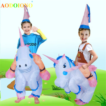 Unicorn Inflatable Kids Costume Ride-on Animal Outfit for Child Cosplay Clothes Party Carnival Blow Up Dragon Toys Fancy Dress