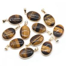 Oval Tiger Eye Pendant for Making Jewelry Necklace 18X25MM