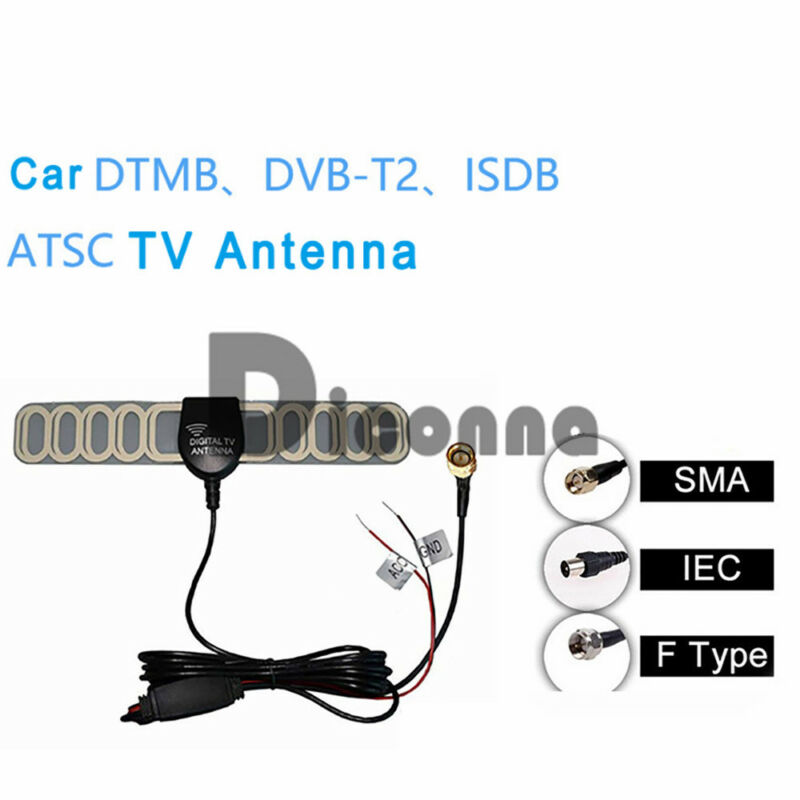 Car Auto Digital TV Radio AM/FM Antenna Signal Amplifier Booster SMA Radio Coax