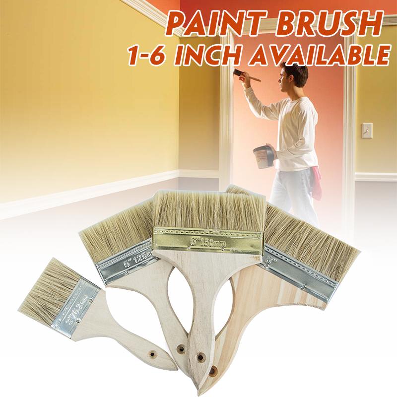 1PCS High Quality Wooden Handle Paint Brush Pig Hair Paint Brushes Brush Wall Decor Reusable Home Tool