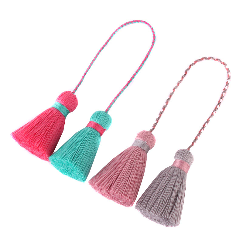 2PCS Multicolor Polyester Cotton Tassels DIY Jewelry Curtain Decorative Accessories Bag Pendant Double Color Craft Tassel Fringe