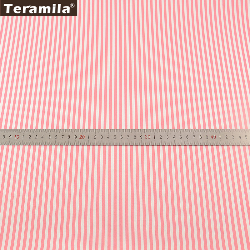 Light Pink Cotton Printed Stripe Design Fabric TERAMILA Twill Fat Quarter Textile Material Sheet Patchwork Quilting