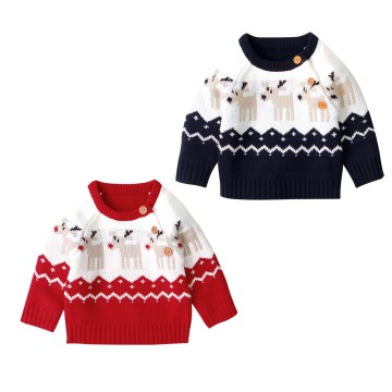 2020 New Winter Christmas 0-18M Newborn Baby Boy Girl Elk Pattern Long Sleeve Sweater Toddler Xmas Knitted Outfit Clothes