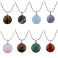 Gemstone 20mm Round Beads With 45CM Silver Snake Chain Necklace Natural Stone Crystal Ball Pendant Choker for Women Men Gift