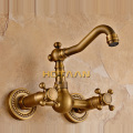 Free shipping Kitchen Faucet torneira wall mounted Antique Brass Swivel Bathroom Basin Sink Mixer Tap Crane,YT-6035