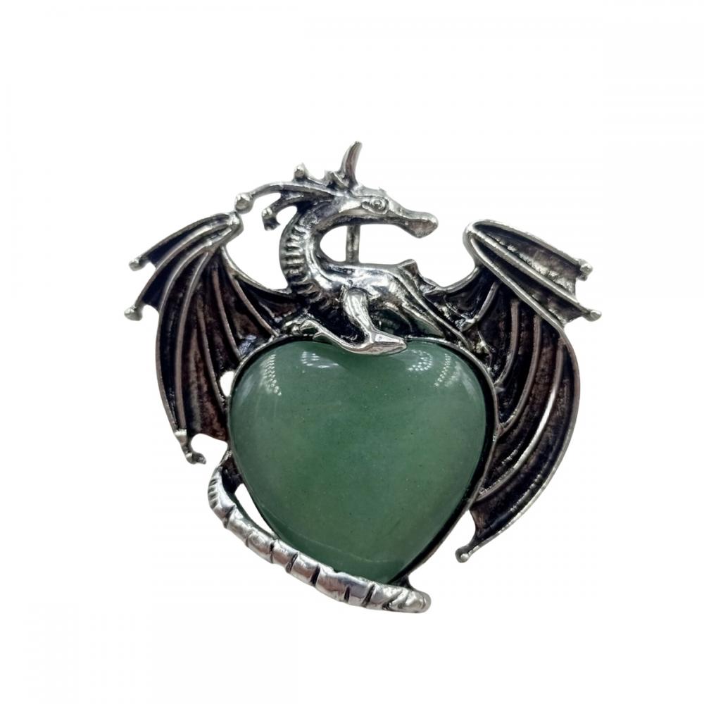 Gemstone Turquoise Heart Alloy Wings Dragon & Pterosaur Stone Pendant Natural Stone Dragon Pendant for DIY Jewelry Making Charm