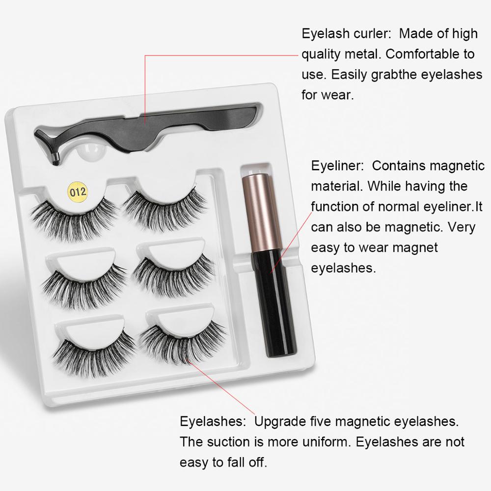 YAPEMAKER 3 pairs Magnetic Eyelashes Waterproof Magnetic Eyeliner&Tweezers Magnet Mink Eyelashes Makeup 3D False Eyelashes Set