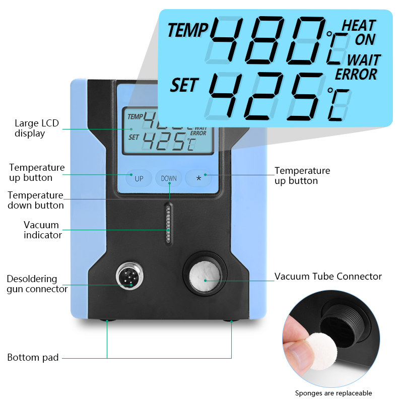 Handskit ZD-8915 LCD Digital Electric Desoldering Pump Temperatue controlled desoldering station BGA Desoldering Suction Vacuum