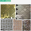 Metal aluminum composite panel hexagonal fan shaped mosaic tile wall KTV hotel bar adhesive self adhesive wall stickers