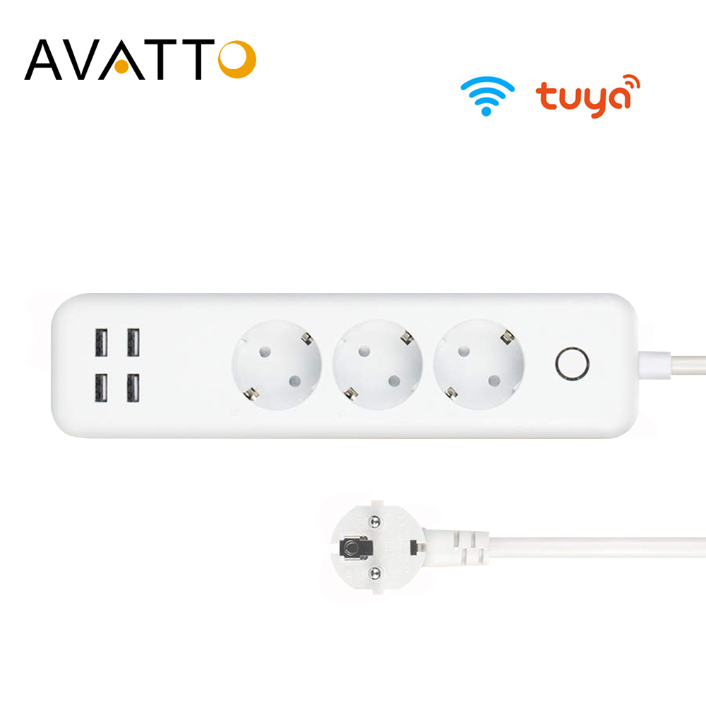 AVATTO WPS05 WiFi Smart Power Strip with 3 Outlets 4USB Ports Power Monitor,1.5m Extension Cord works with Alexa, Google Home