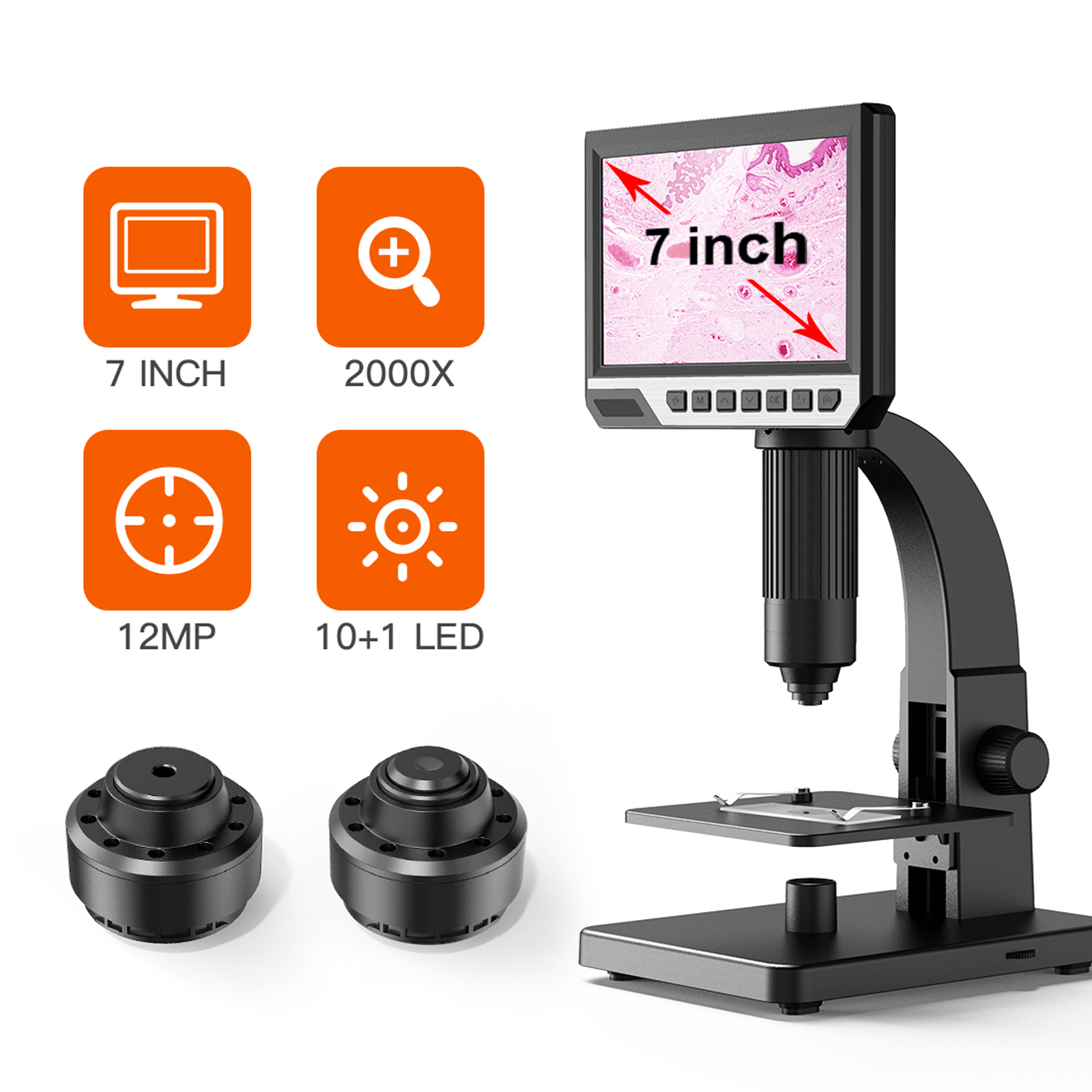 Inskam315 7 Inch IPS High Definition Screen Digital Industrial Microscope Camera 0-2000x Multipurpose Camera Watch Repair Tool