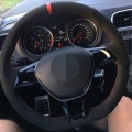Car Steering Wheel Cover DIY Black Suede For Volkswagen VW Golf 7 Mk7 New Polo Jetta Passat B8 Tiguan 2017 Sharan 2016 2017
