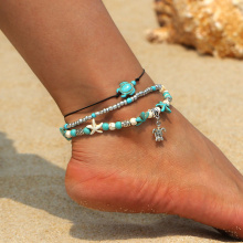 Shell Beads Starfish Tortoise Anklets for Women Beach Anklet Leg Bracelet Handmade Bohemian Foot Chain Boho Jewelry Sandals Gift