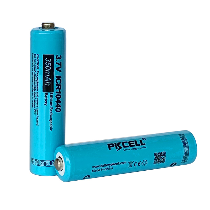 2Pcs PKCELL 10440 Battery 3.7V 350mAh ICR 10440 AAA Rechargeable Lithium Battery Li-ion Batteries Bateria Baterias button top