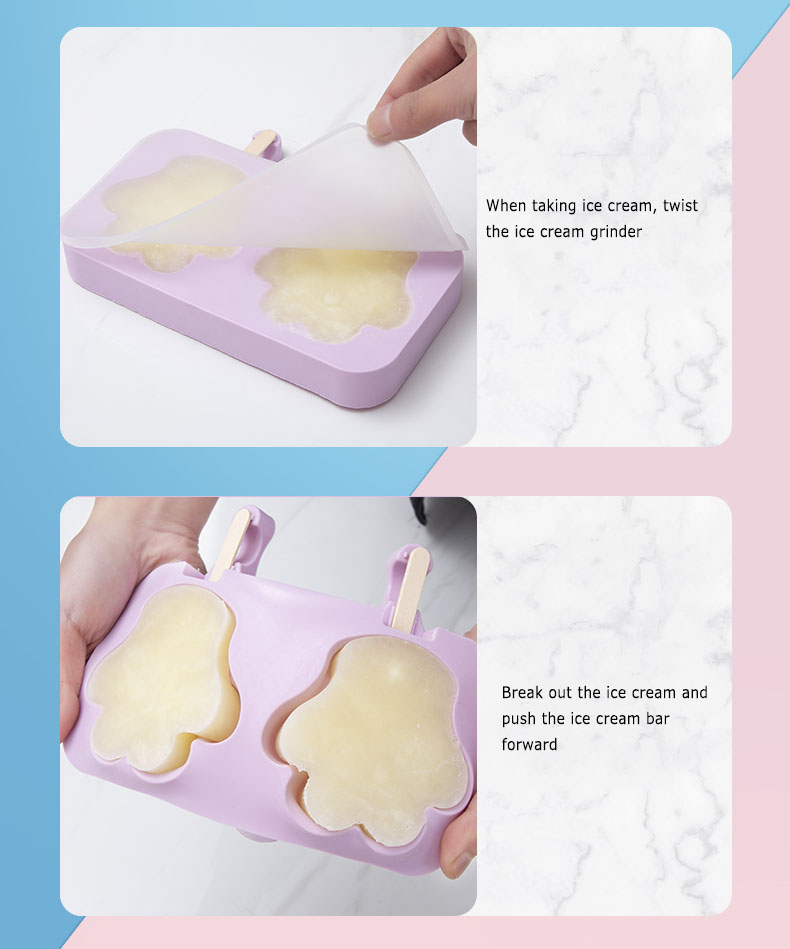 3 Even Hole Ice Cream Mold Food Silicone DIY Handmade Ice Cream Mold Frozen Ice Cube Mold Popsicle Manufacturer Popsicle Mold