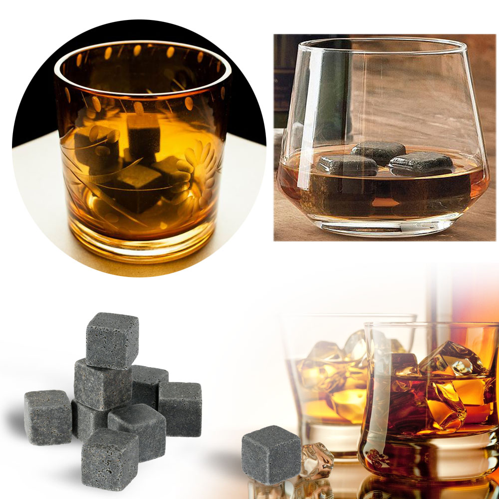 Home Bar 9 Pcs Whisky Ice Stones Wine Drinks Cooler Cubes Whiskey Rocks Granite Pouch Do Not Destroy Taste of Wine Dropship