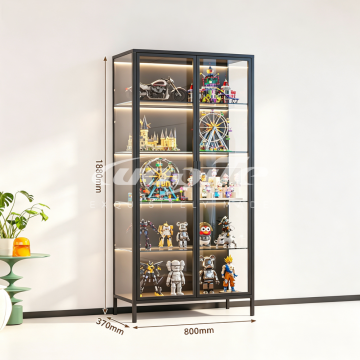 Extra‑Tall Double‑Door Steel Glass Bookcase